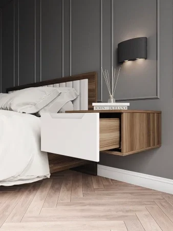 Тумба прикроватная подвесная Роза орех франклин/белый софт тренто