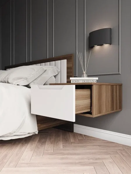 Тумба прикроватная подвесная Роза орех франклин/белый софт тренто Тумба прикроватная подвесная Роза орех франклин/белый софт тренто