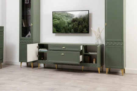 Модульная гостиная Марион дымчатый зеленый/олива шагрень