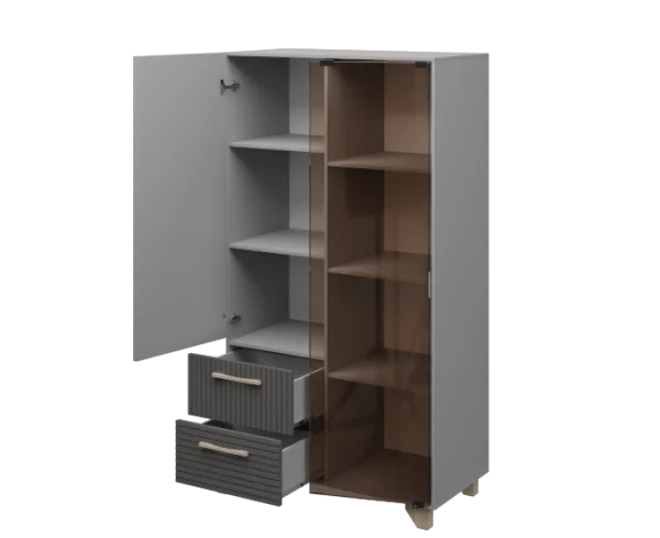 Стеллаж Копенгаген со стеклом белый/серый графит Стеллаж Копенгаген со стеклом белый/серый графит