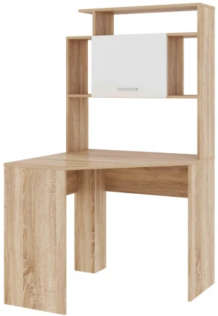 Стол компьютерный угловой ПКС-8 дуб сонома/белый глянец