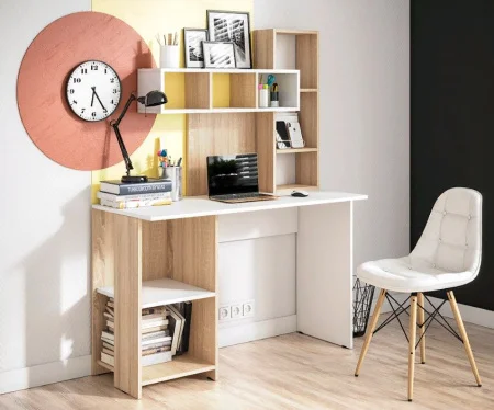 Стол компьютерный Олимп дуб сонома/белый