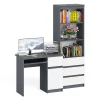 Комплект стол компьютерный МС-1 правый + Стеллаж МСТ 600.3 графит/белый