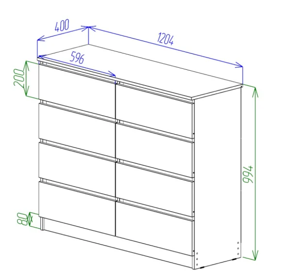 Комод Охта Лайт 1200.8 дуб вотан/белый Комод Охта Лайт 1200.8 дуб вотан/белый