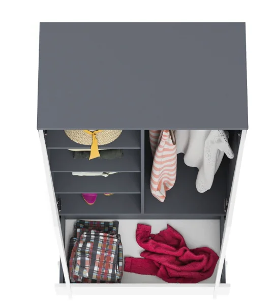 Шкаф два ящика и две дверки МШ 900.1 графит/белый