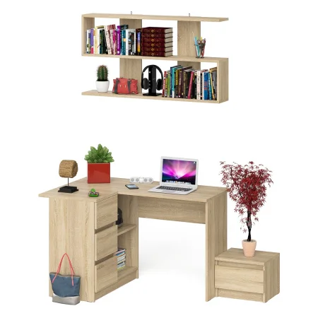 Комплект стол компьютерный МС-16 левый + Тумба ТМП 400.1 + Полка 1200 дуб сонома