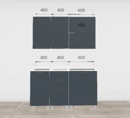 Кухонный гарнитур Лаванда 1,4 сталь