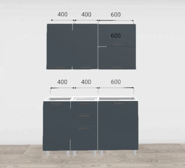 Кухонный гарнитур Лаванда 1,4 сталь