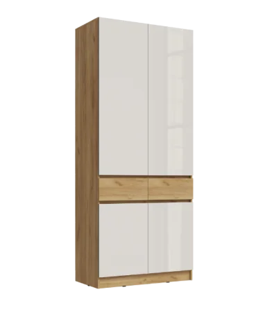 Шкаф 2-х створчатый Роджина дуб крафт/белый глянец