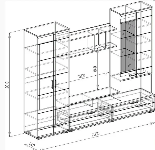 Гостиная Орион венге/белый софт