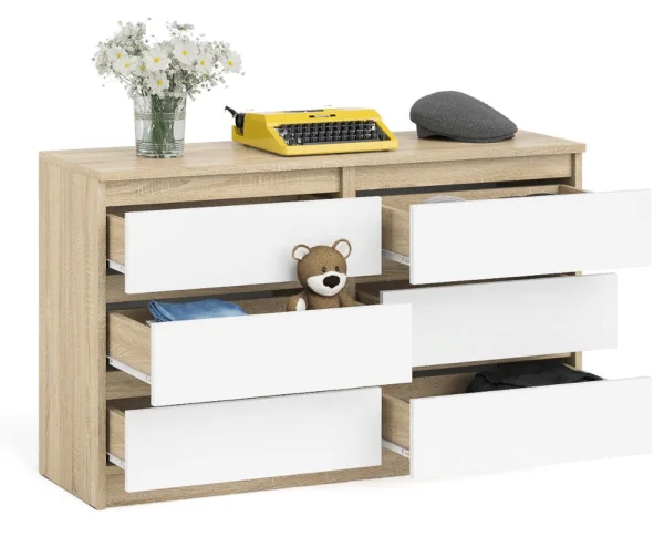 Широкий комод шесть ящиков МК 1200.6 дуб сонома/белый Широкий комод шесть ящиков МК 1200.6 дуб сонома/белый