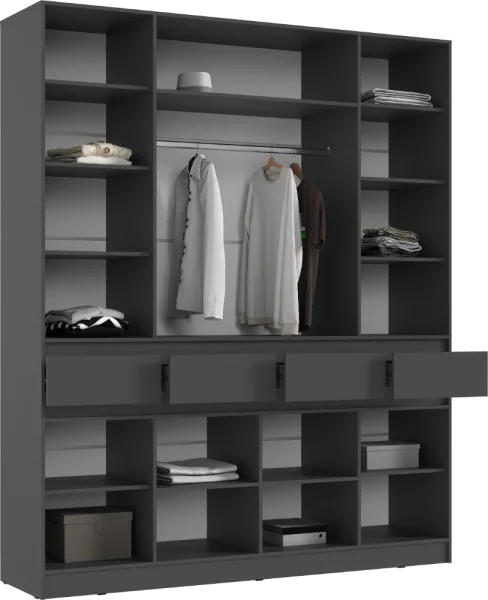 Шкаф 4-х створчатый Роджина графит/дуб крафт белый