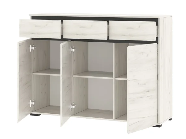 Комод Гретта 3С3Я дуб крафт белый/антрацит Комод Гретта 3С3Я дуб крафт белый/антрацит