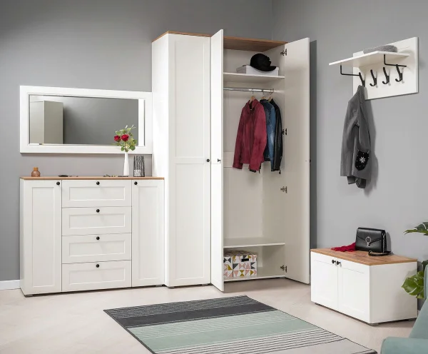 Шкаф Остин 13.224 белый шагрень/дуб крафт золотой