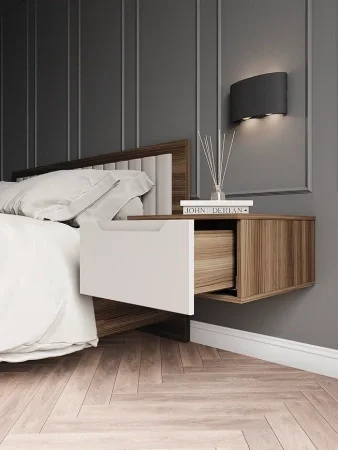 Тумба прикроватная подвесная Роза орех франклин/бежевый скин тренто