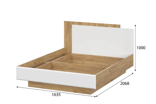 Кровать с подъемным механизмом Милан 1,6 дуб золотой/белый матовый Кровать с подъемным механизмом Милан 1,6 дуб золотой/белый матовый