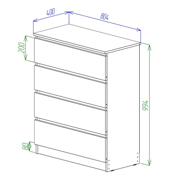 Комод Охта Лайт 800.4 дуб вотан/белый Комод Охта Лайт 800.4 дуб вотан/белый