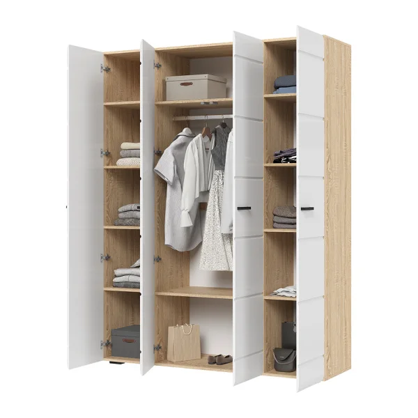 Шкаф 4-х створчатый Либерти ШК-04 дуб сонома/белый глянец