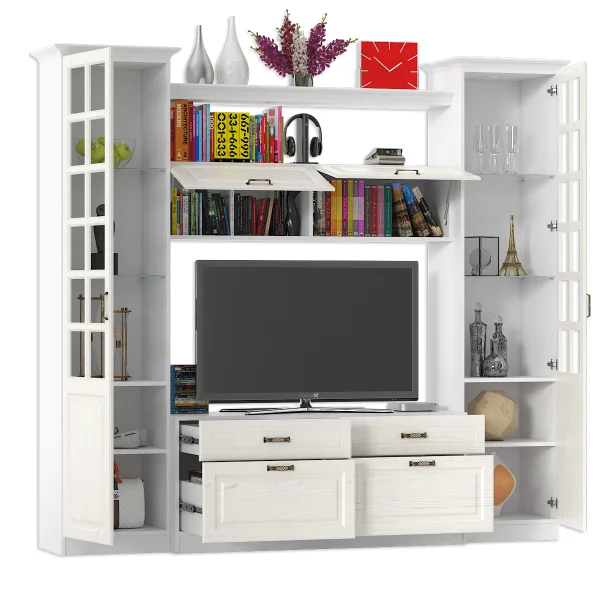 Модульная гостиная Ливерпуль ясень ваниль/белый