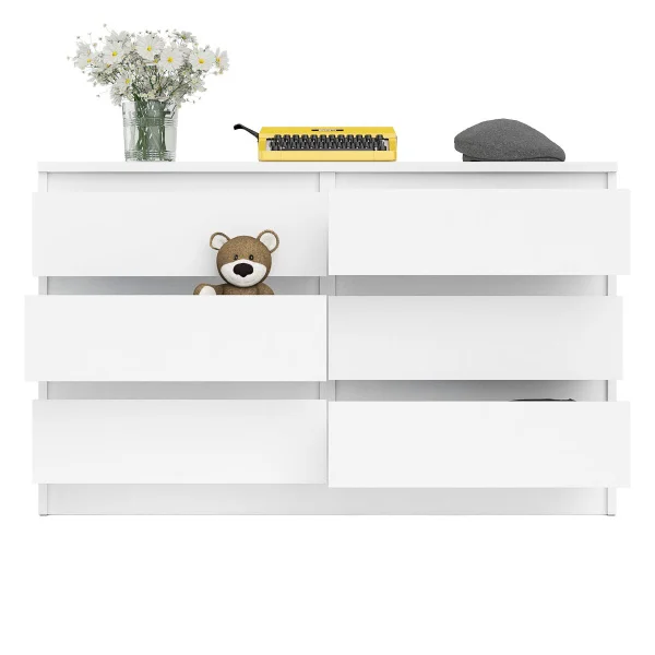 Широкий комод шесть ящиков МК 1200.6 белый Широкий комод шесть ящиков МК 1200.6 белый