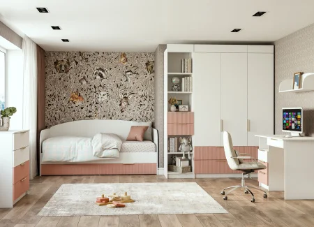 Стеллаж Лавис СД 450.1 белый/персик софт