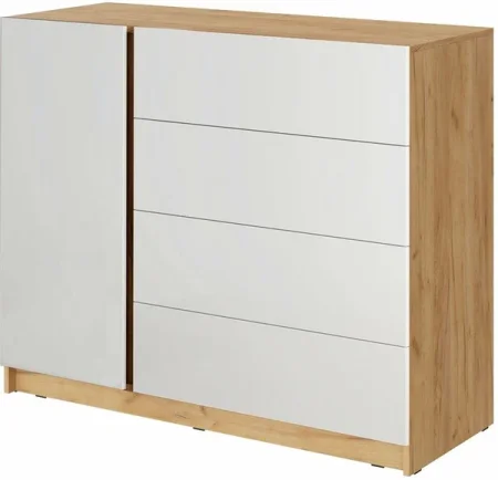 Комод Бостон КМ-001 дуб крафт золотой/белый глянец