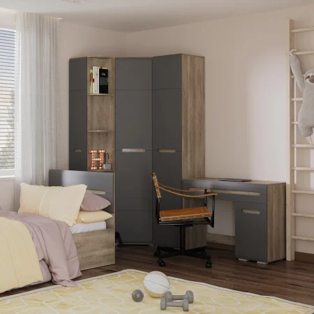 Косметический стол Наоми дуб каньон/графит