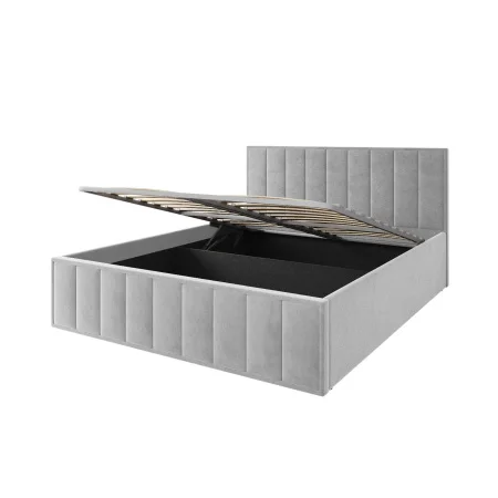 Кровать Лана 160х200 с подъемным механизмом, велюр серый софт