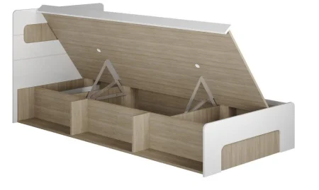 Кровать Палермо Юниор КР-001 ясень шимо светлый/белый глянец