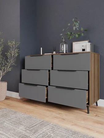 Комод Роза 1300 орех франклин/графит скин ройс