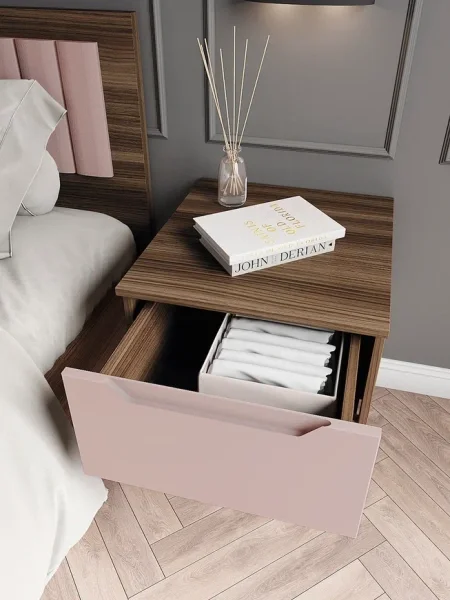 Тумба прикроватная подвесная Роза орех франклин/пудра скин тренто Тумба прикроватная подвесная Роза орех франклин/пудра скин тренто