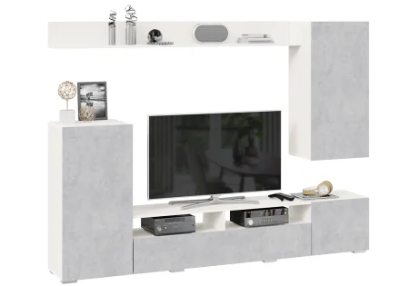 Гостиная Моретти белый, цемент светлый