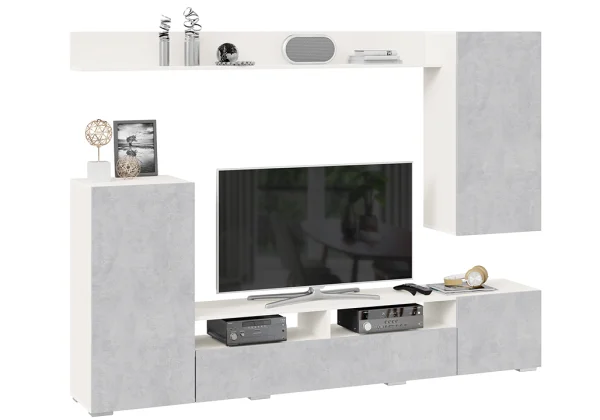 Гостиная Моретти белый, цемент светлый