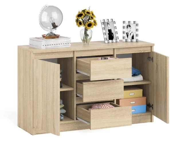 Комод-тумба три ящика и две дверки МК 1200.3 дуб сонома Комод-тумба три ящика и две дверки МК 1200.3 дуб сонома