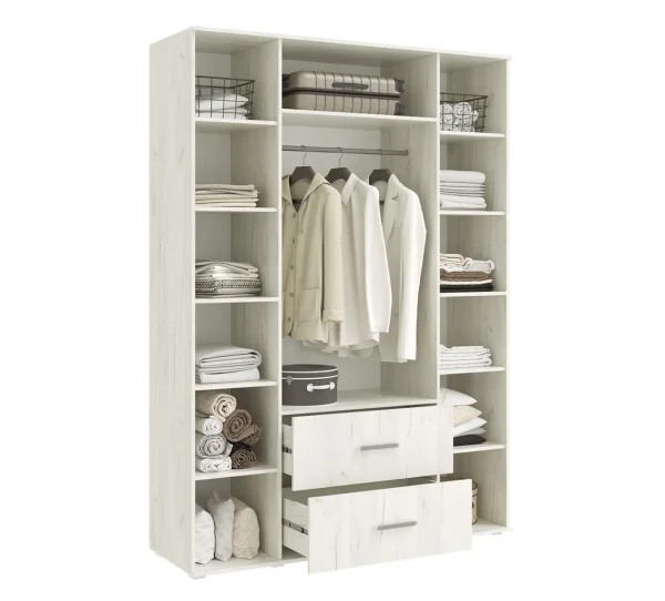 Шкаф 4-х створчатый Фиеста New с зеркалом графит/дуб крафт белый