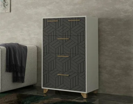 Комод Амстердам белый/серый графит