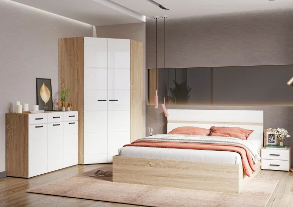 Шкаф угловой Либерти ШК-06 1060 дуб сонома/белый глянец