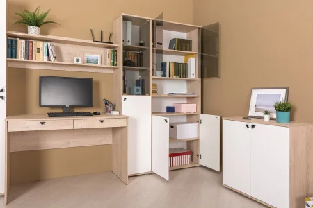 Шкаф Бостон 13.156 дуб эндгрейн элегантный/милк рикамо софт