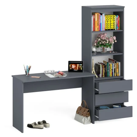 Комплект Мори Стол письменный МСП 1200.1 + Стеллаж МСТ 600.3 графит