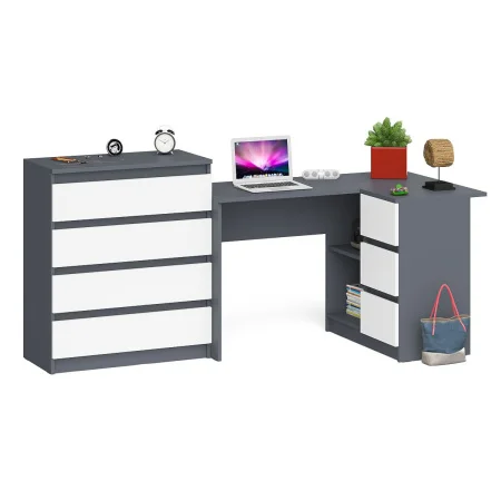 Комплект стол компьютерный МС-16 правый + Комод 800.4 графит/белый