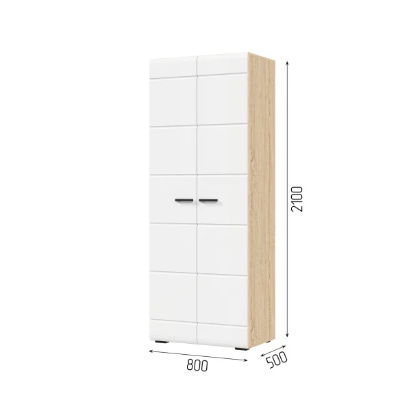 Шкаф 2-х створчатый Либерти ШК-02 дуб сонома/белый глянец