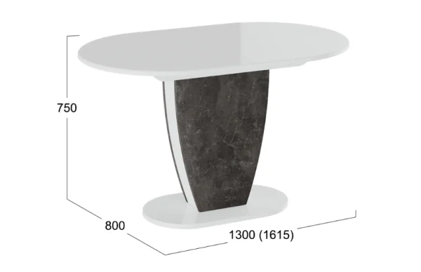 Стол обеденный Монреаль тип 1 белый глянец/моод темный