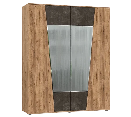 Шкаф 4-х створчатый Соренто дуб крафт золотой/бетон темный