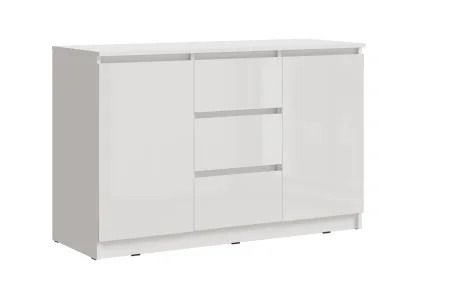 Комод Челси 1200 (2 двери 3 ящика) белый/белый глянец