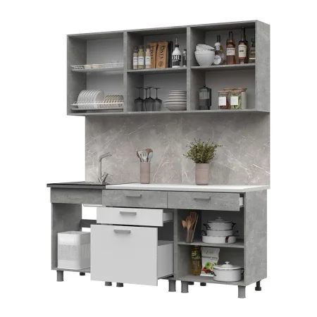 Кухня Денвер 1,8 белый/ателье светлое