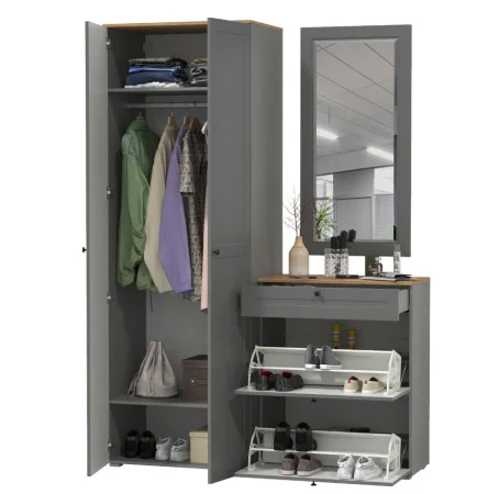 Модульная прихожая Остин серый графит/дуб крафт золотой