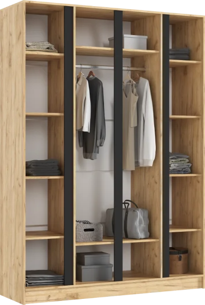 Шкаф 4-х створчатый Келвин 1600 дуб крафт/белый глянец