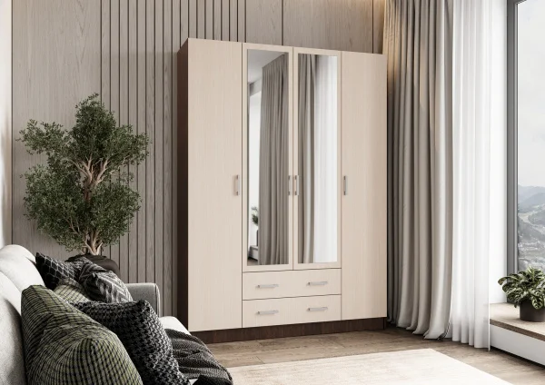 Шкаф 4-х створчатый Квадро венге/дуб белфорд