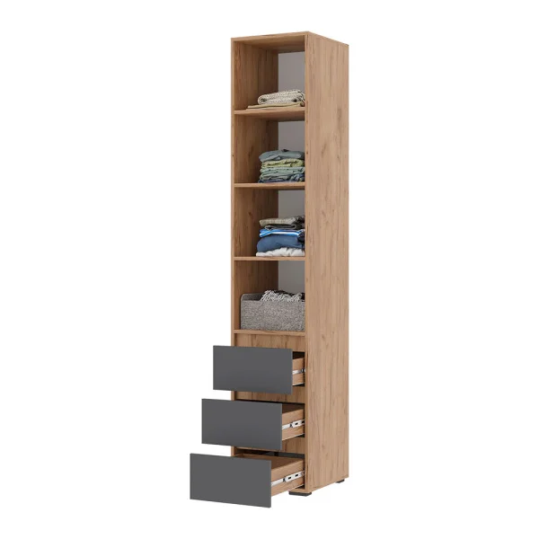 Пенал закрытый Хелен ПН-03 серый графит/дуб крафт золото