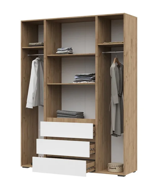 Шкаф 4-х створчатый Хелен ШК-05 дуб крафт золотой/белый